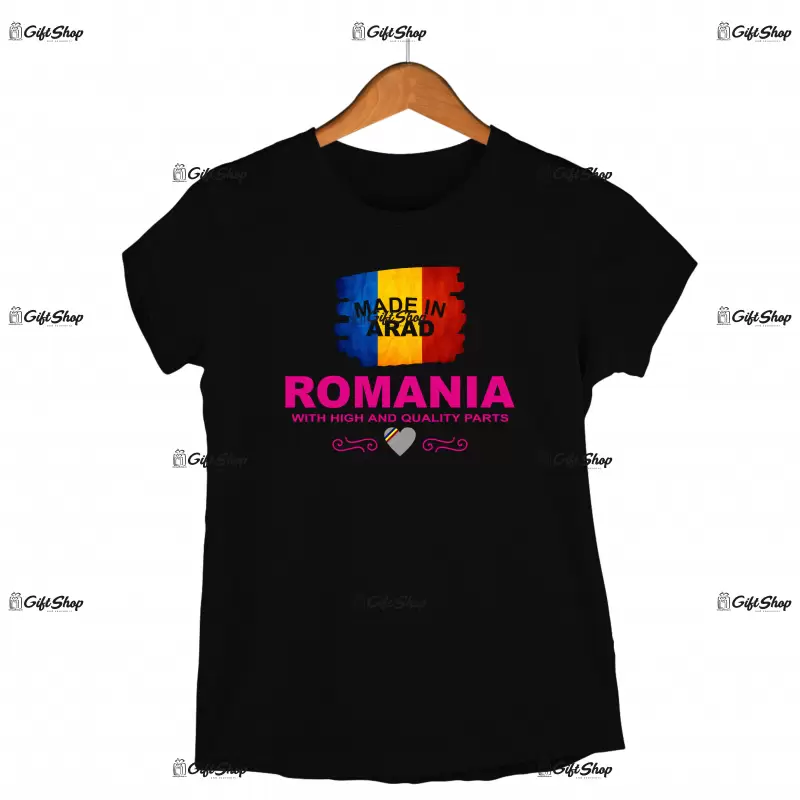 Made in arad romania, tricou cu mesaj - se poate schimba orasul