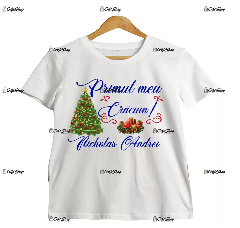 Primul meu craciun , tricou cu mesaj - se poate schimba numele