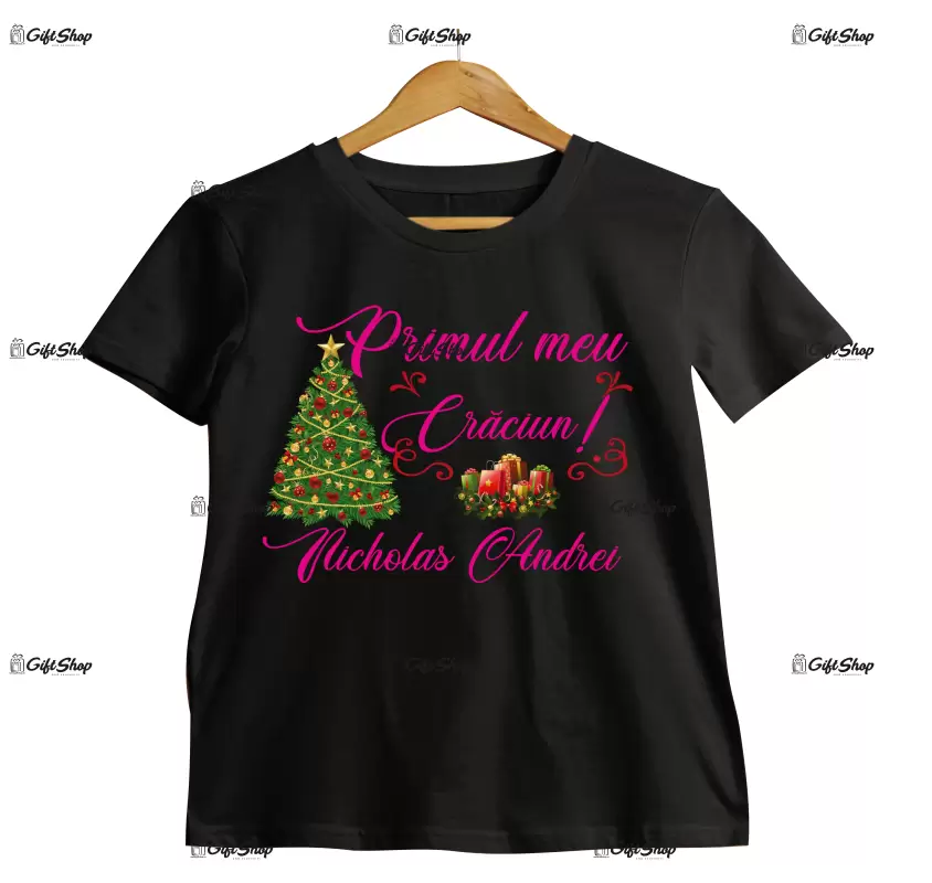 Primul meu craciun , tricou cu mesaj - se poate schimba numele