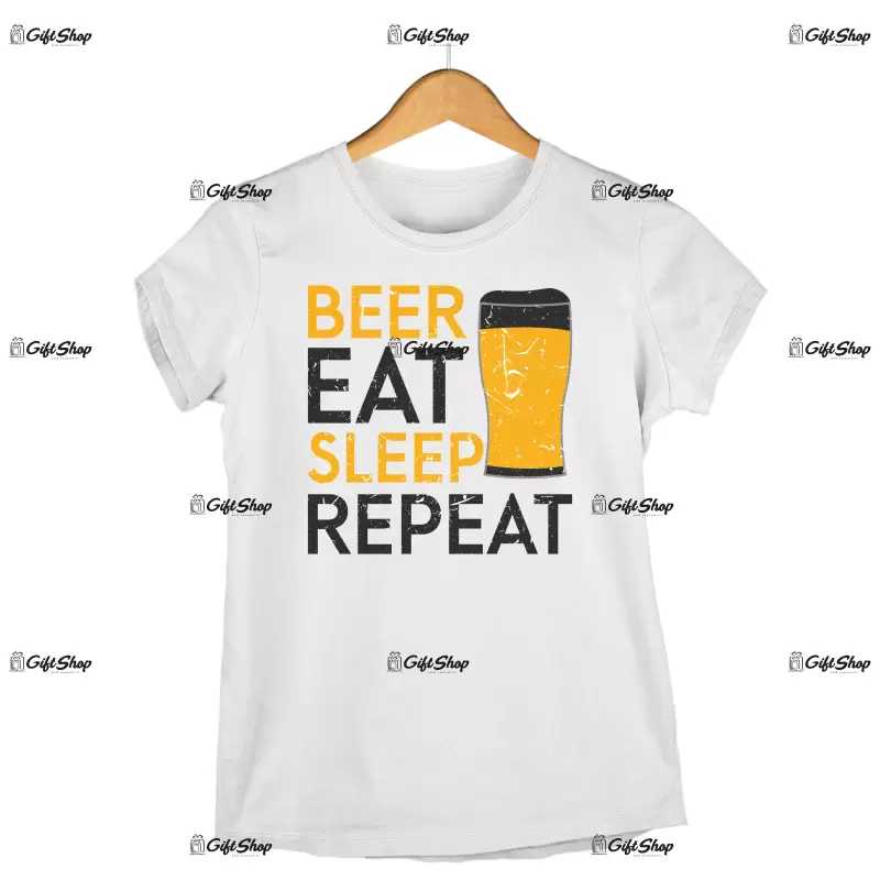 Beer eat sleep repeat, tricou cu mesaj.