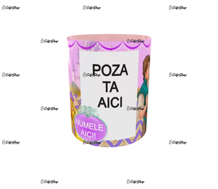 Rapunzel, model 3, cana din ceramica, 330ml, personalizata cu poza si text