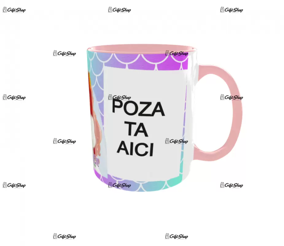 Ariel, model 2, cana din ceramica, 330ml, personalizata cu 2 poze si 1 text