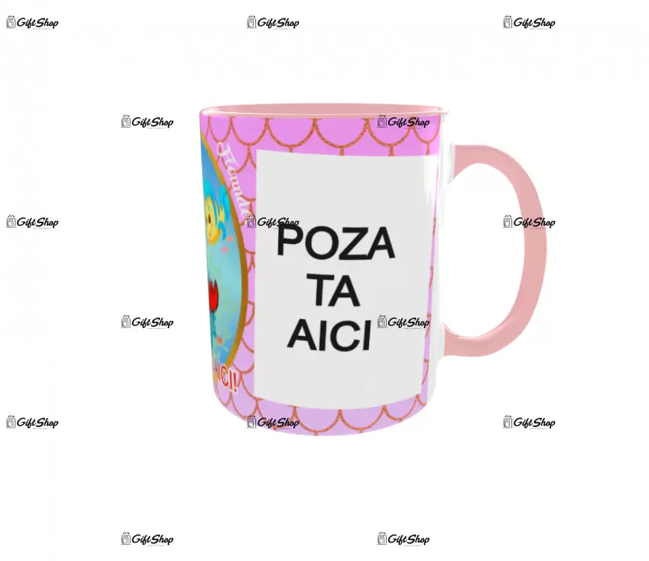 Sebastian si flounder, model 2, cana din ceramica, 330ml, personalizata cu 2 poze si 1 text