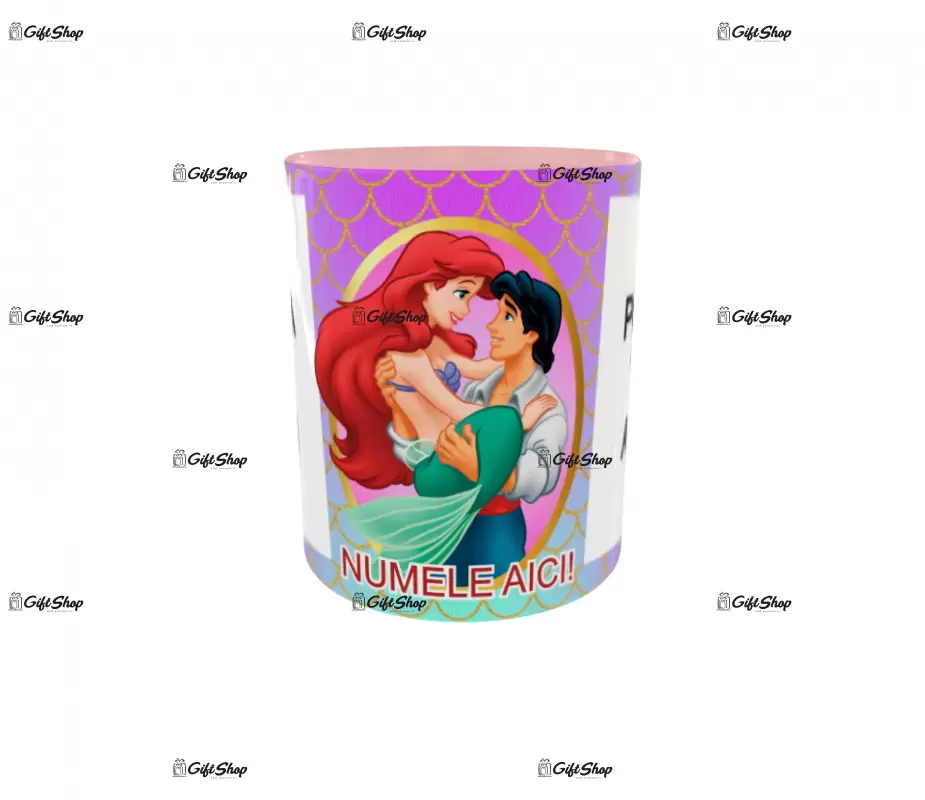 Little mermaid, model 3, cana din ceramica, 330ml, personalizata cu 2 poze si 1 text