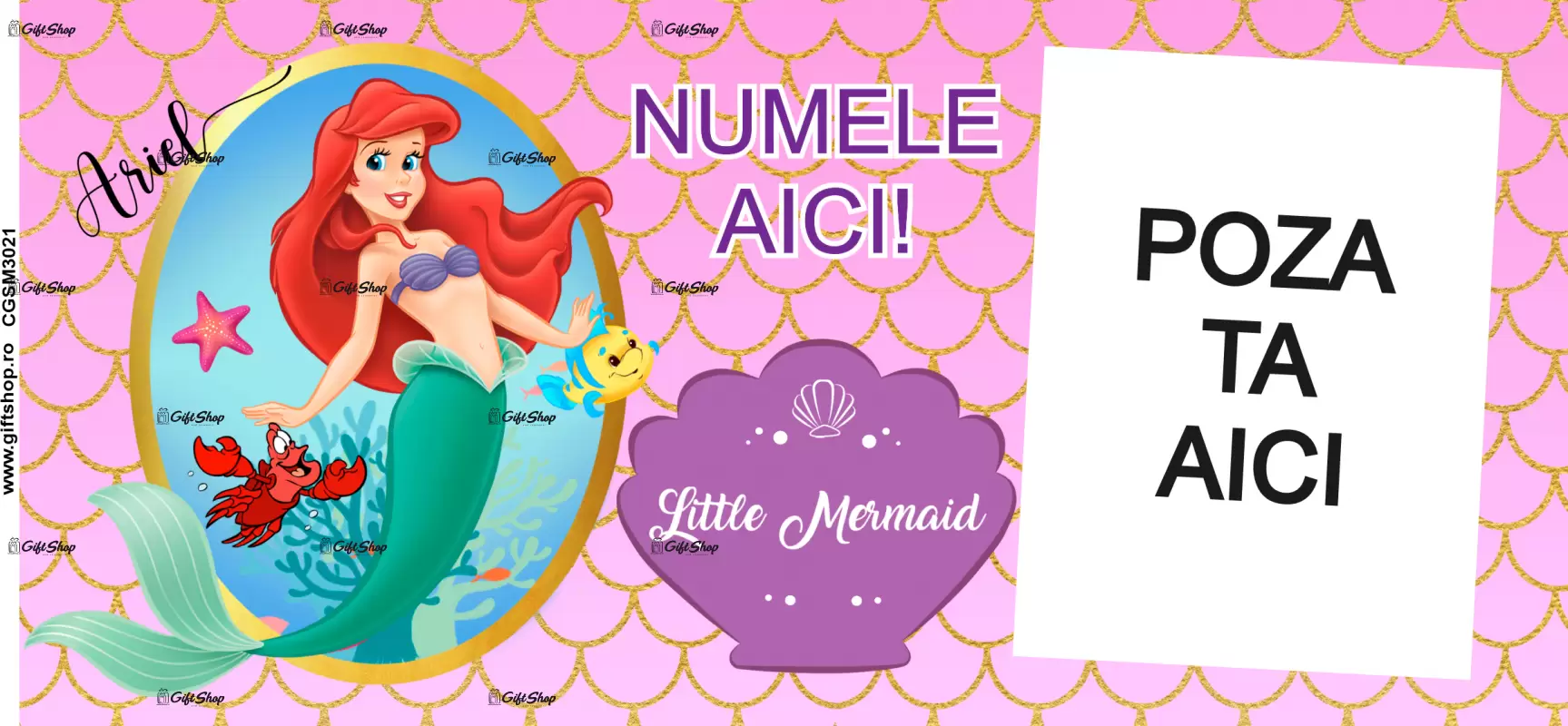 Little mermaid, model 4, cana din ceramica, 330ml, personalizata cu poza si text