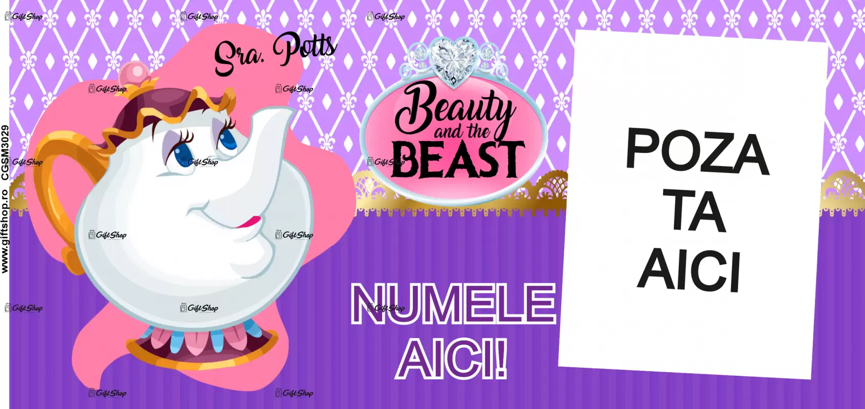 Beauty and the beast, model 1, cana din ceramica, 330ml, personalizata cu poza si text