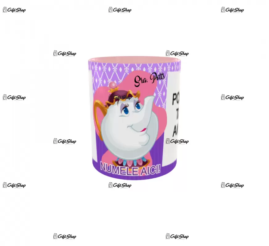 Beauty and the beast, model 2, cana din ceramica, 330ml, personalizata cu 2 poze si 1 text