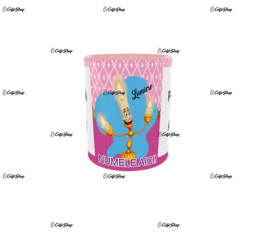 Beauty and the beast, model 4, cana din ceramica, 330ml, personalizata cu 2 poze si 1 text
