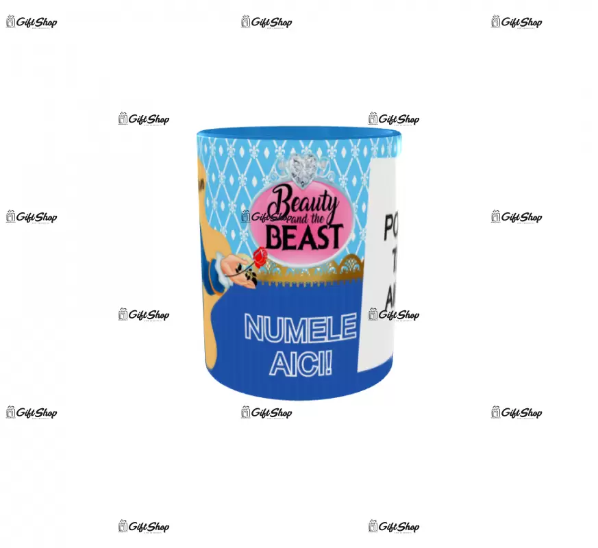 Beauty and the beast, model 5, cana din ceramica, 330ml, personalizata cu poza si text