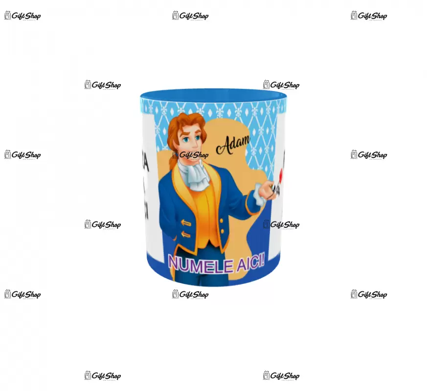 Beauty and the beast, model 6, cana din ceramica, 330ml, personalizata cu 2 poze si 1 text