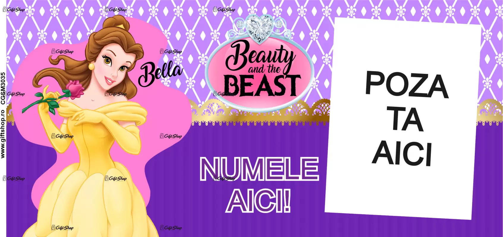 Beauty and the beast, model 7, cana din ceramica, 330ml, personalizata cu poza si text