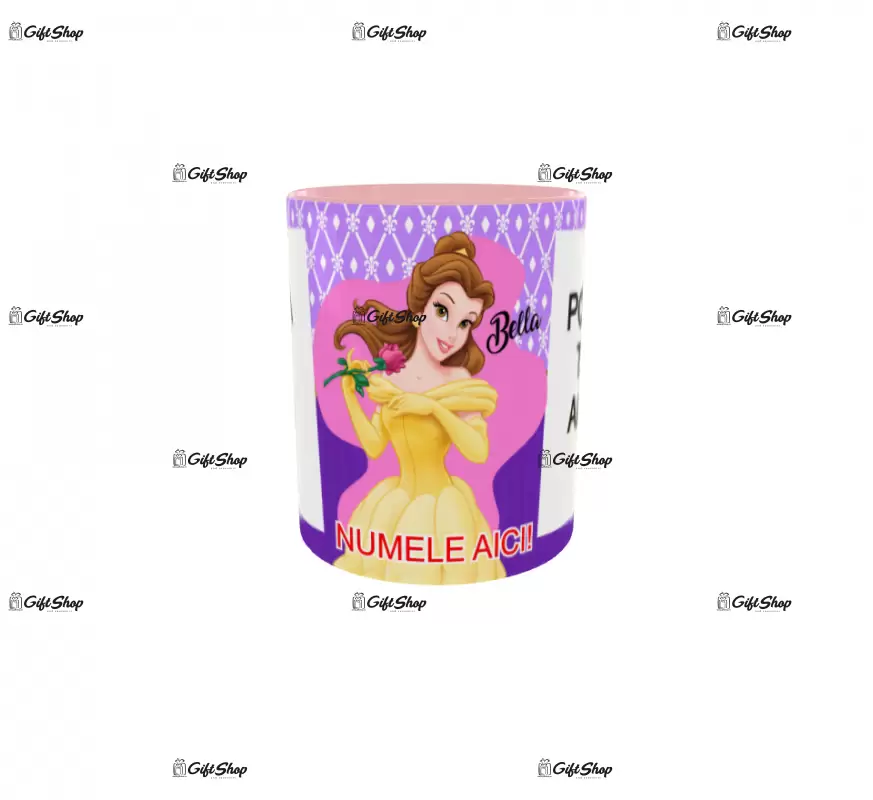 Beauty and the beast, model 8, cana din ceramica, 330ml, personalizata cu 2 poze si 1 text