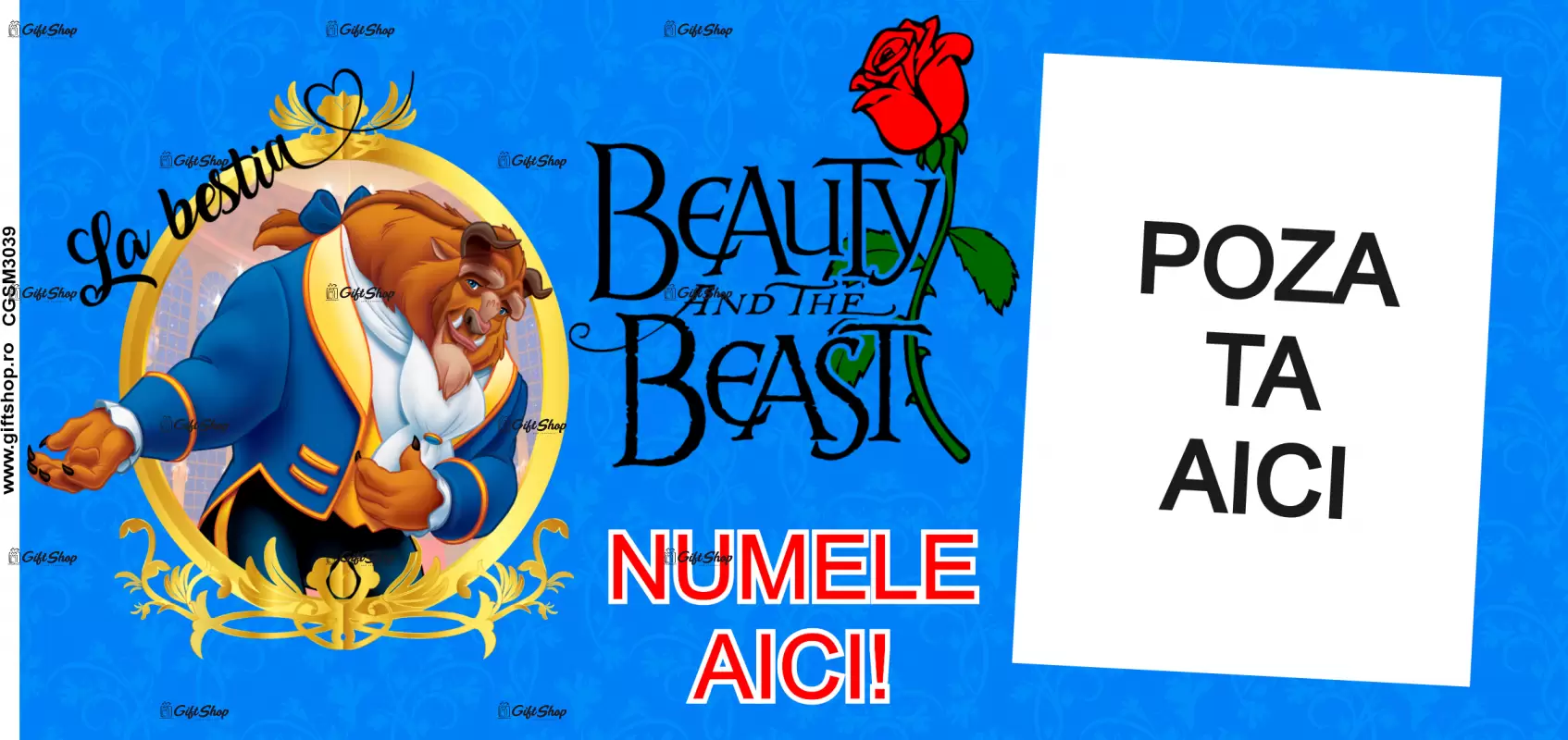 Beauty and the beast, model 11, cana din ceramica, 330ml, personalizata cu poza si text