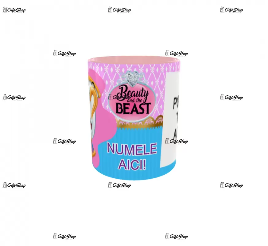 Beauty and the beast, model 13, cana din ceramica, 330ml, personalizata cu poza si text