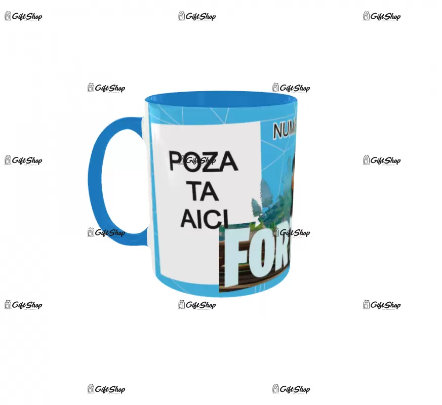 Fortnite, model 3, cana din ceramica, 330ml, personalizata cu 2 poze si 1 text
