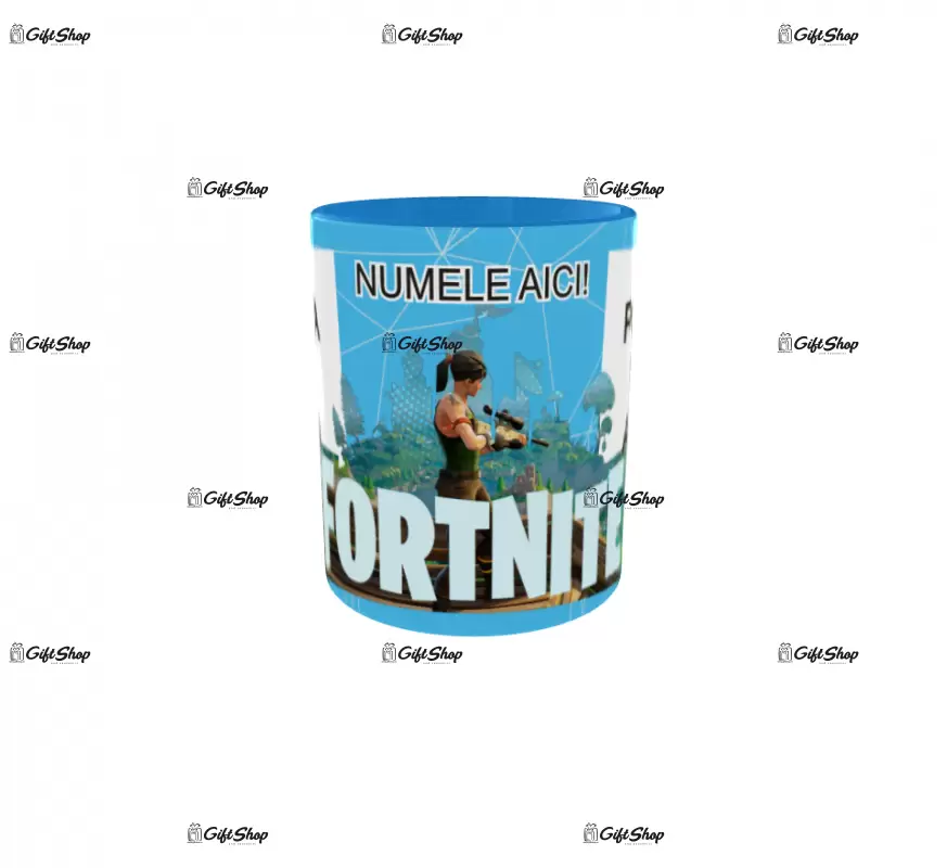 Fortnite, model 3, cana din ceramica, 330ml, personalizata cu 2 poze si 1 text