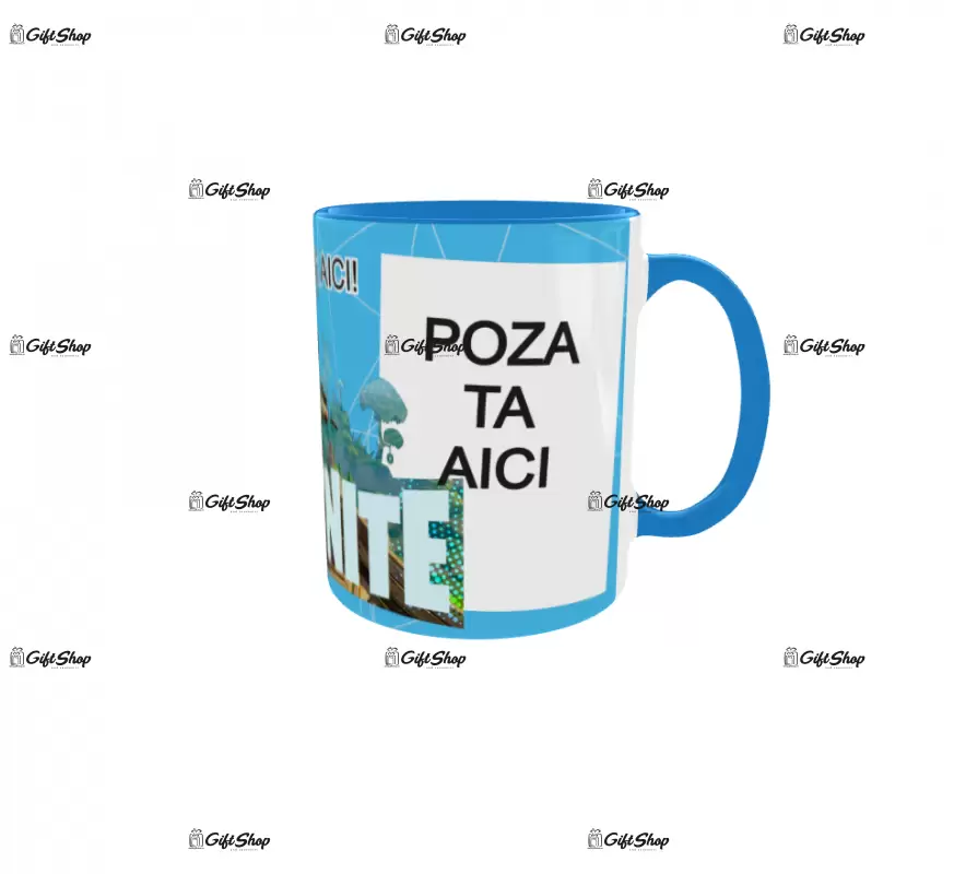 Fortnite, model 3, cana din ceramica, 330ml, personalizata cu 2 poze si 1 text