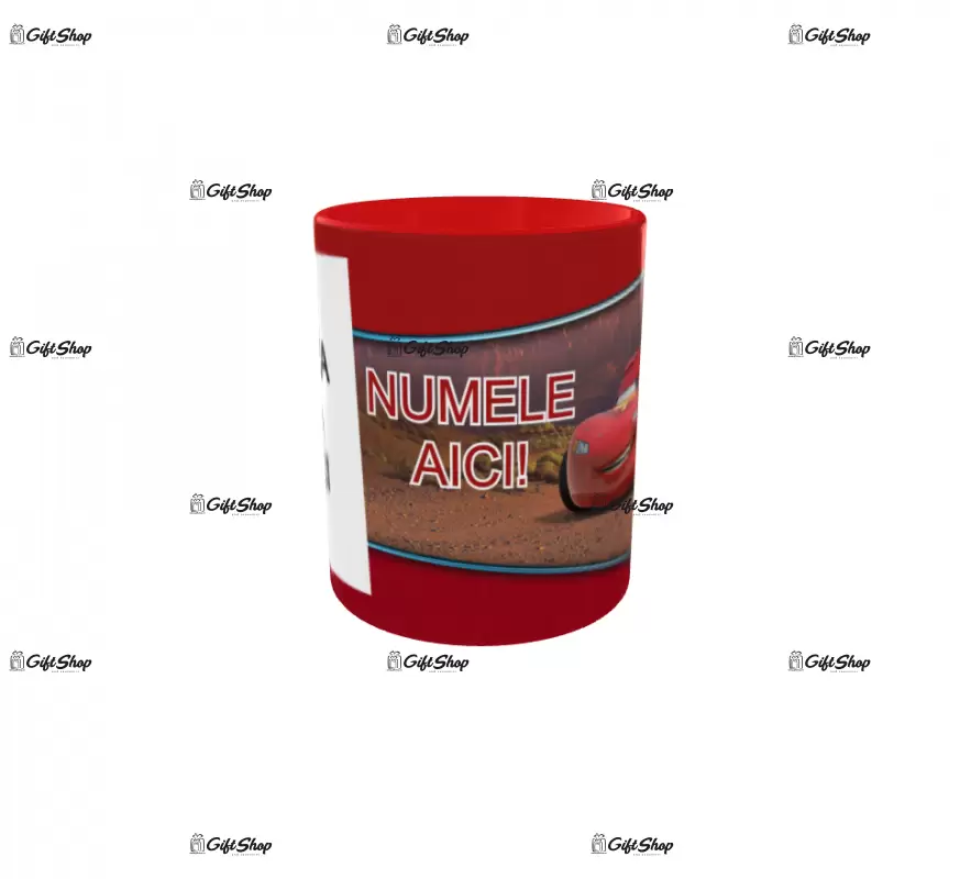 Fulger mc queen, model 1, cana din ceramica, 330ml, personalizata cu poza si text