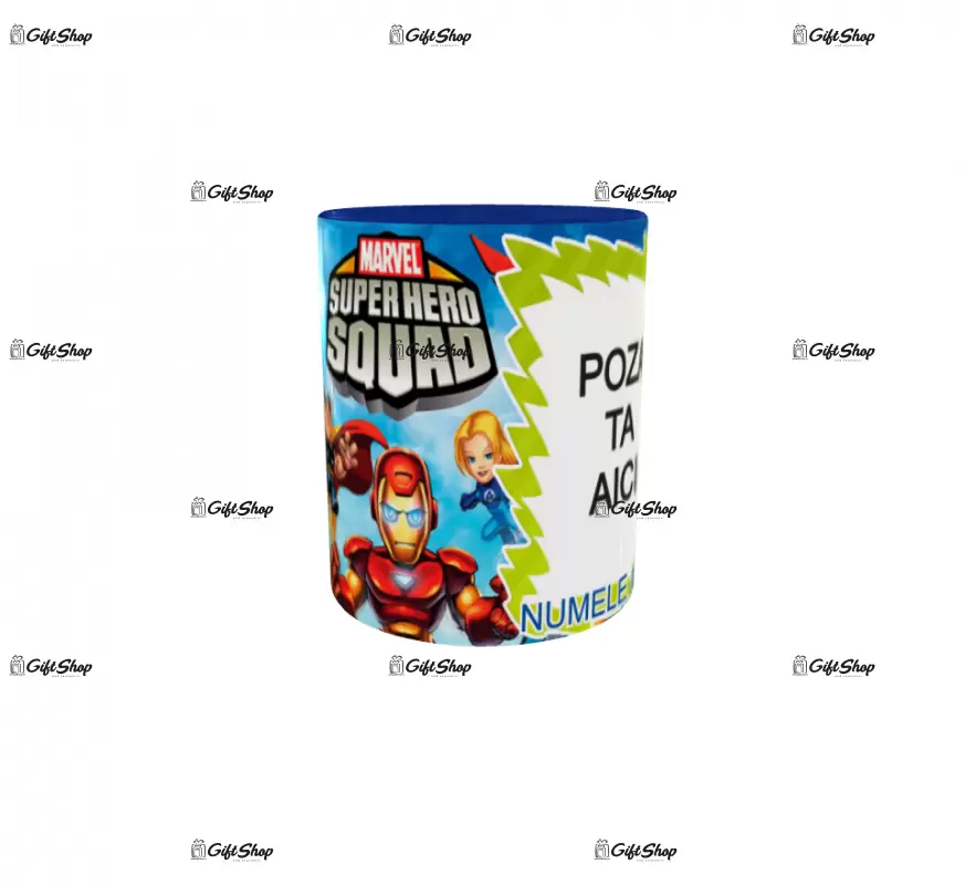 Super hero squad, model 1, cana din ceramica, 330ml, personalizata cu poza si text