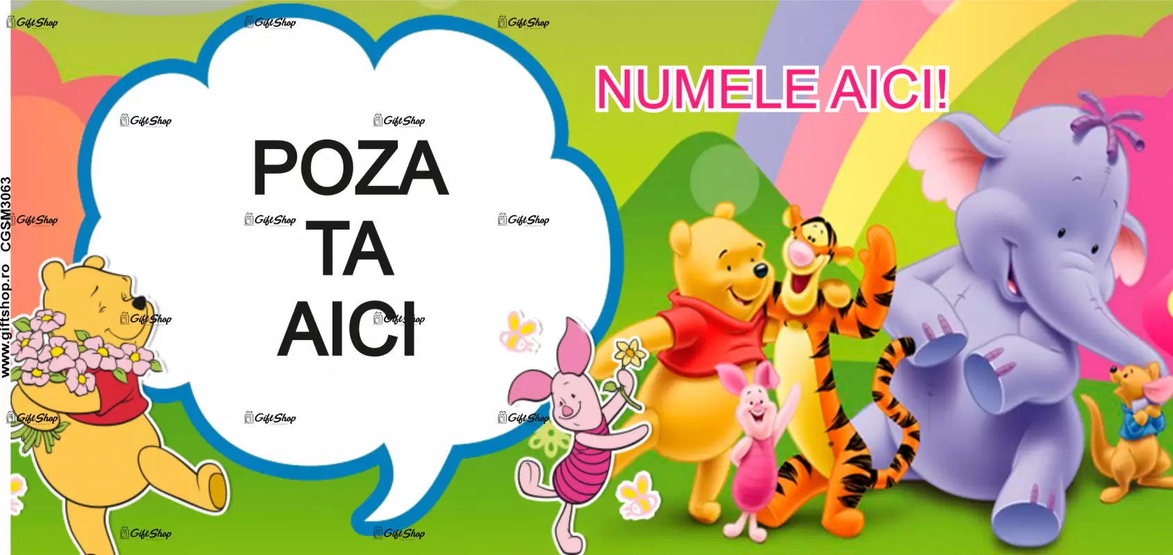 Winne the pooh, model 2, cana din ceramica, 330ml, personalizata cu poza si text