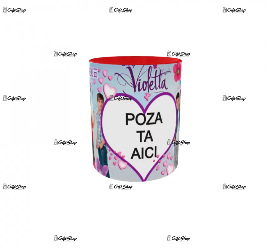 Violetta, model 1, cana din ceramica, 330ml, personalizata cu poza si text