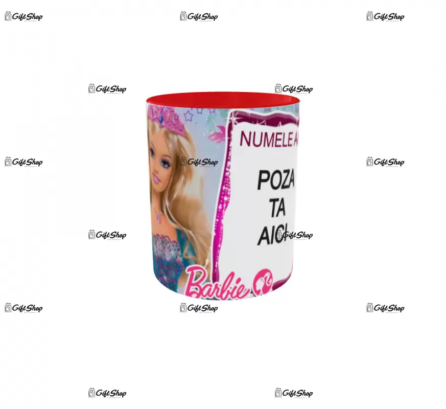 Barbie, model 1, cana din ceramica, 330ml, personalizata cu poza si text