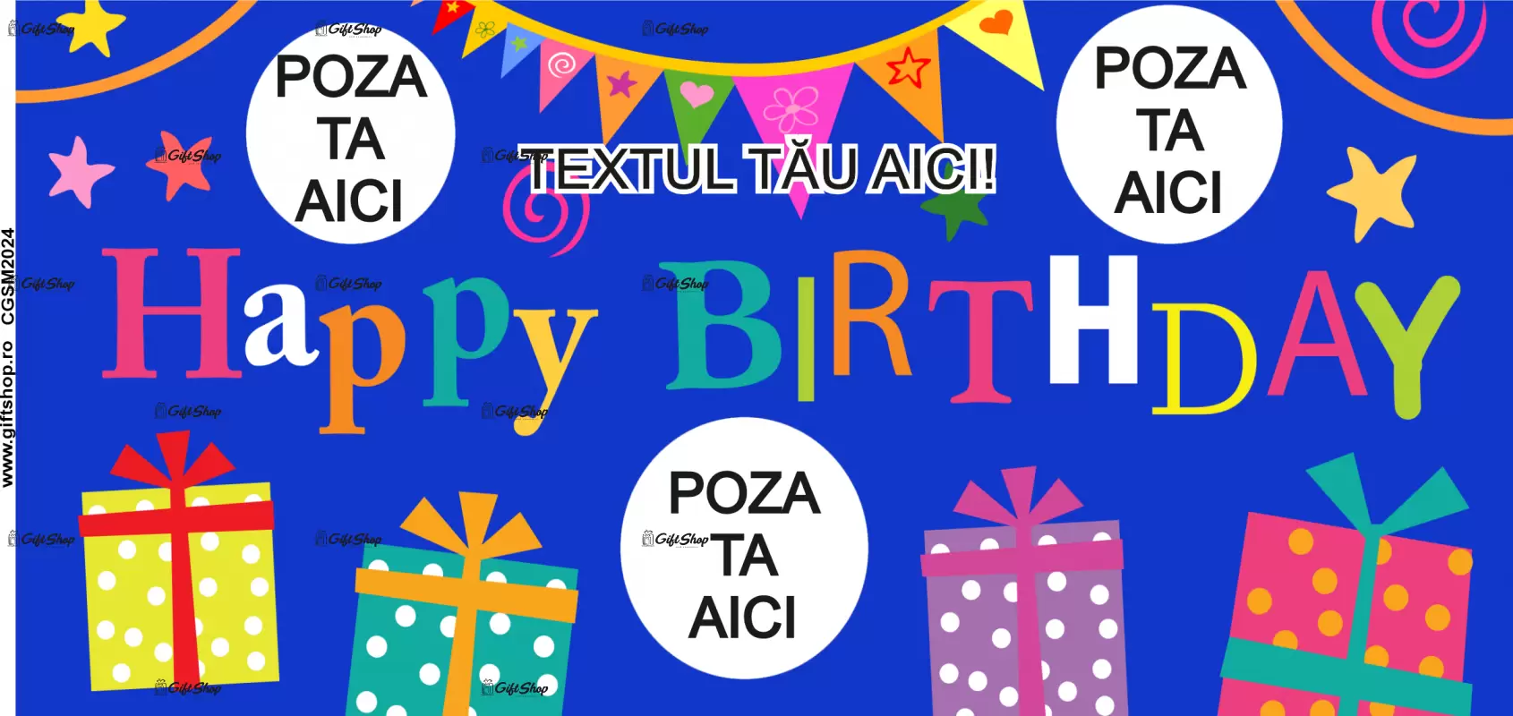 Happy birthday, model 2, cana din ceramica, 330ml, personalizata cu poza si text