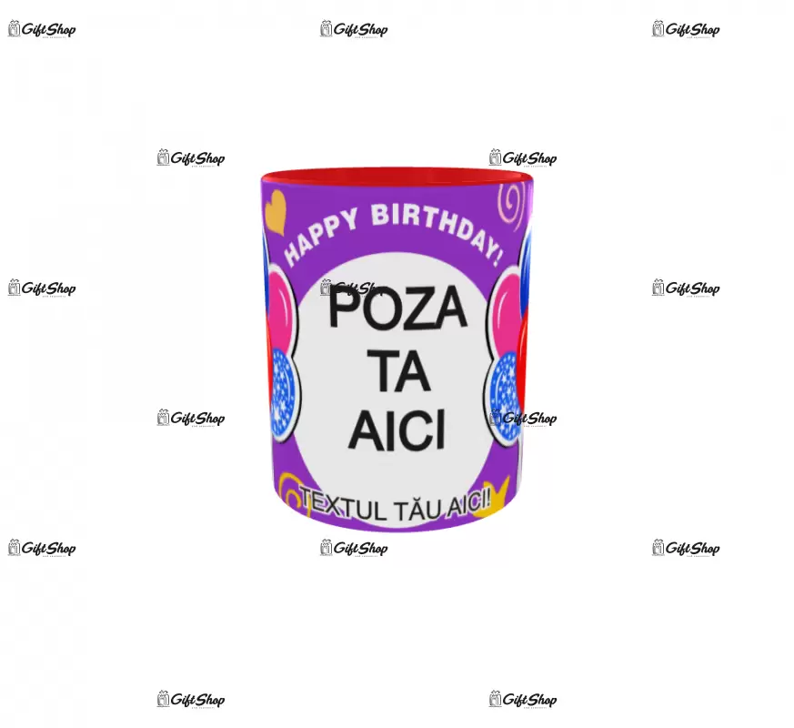 Happy birthday, model 3, cana din ceramica, 330ml, personalizata cu poza si text
