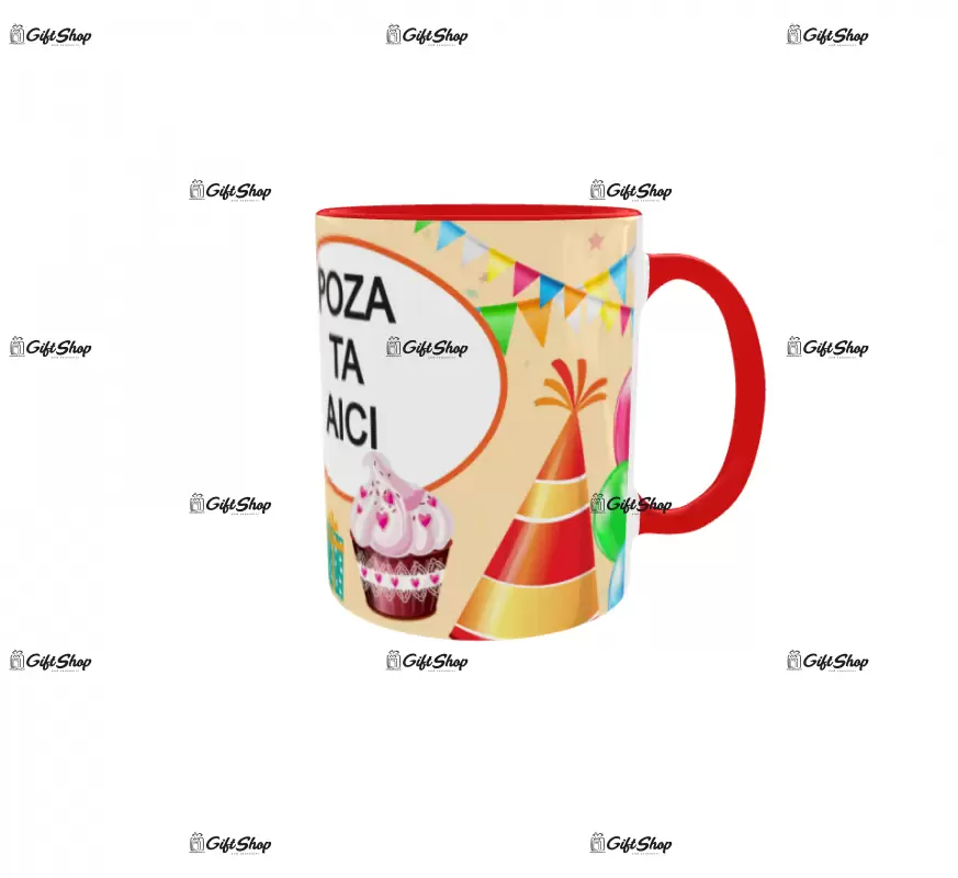 Happy birthday, model 4, cana din ceramica, 330ml, personalizata cu poza si text