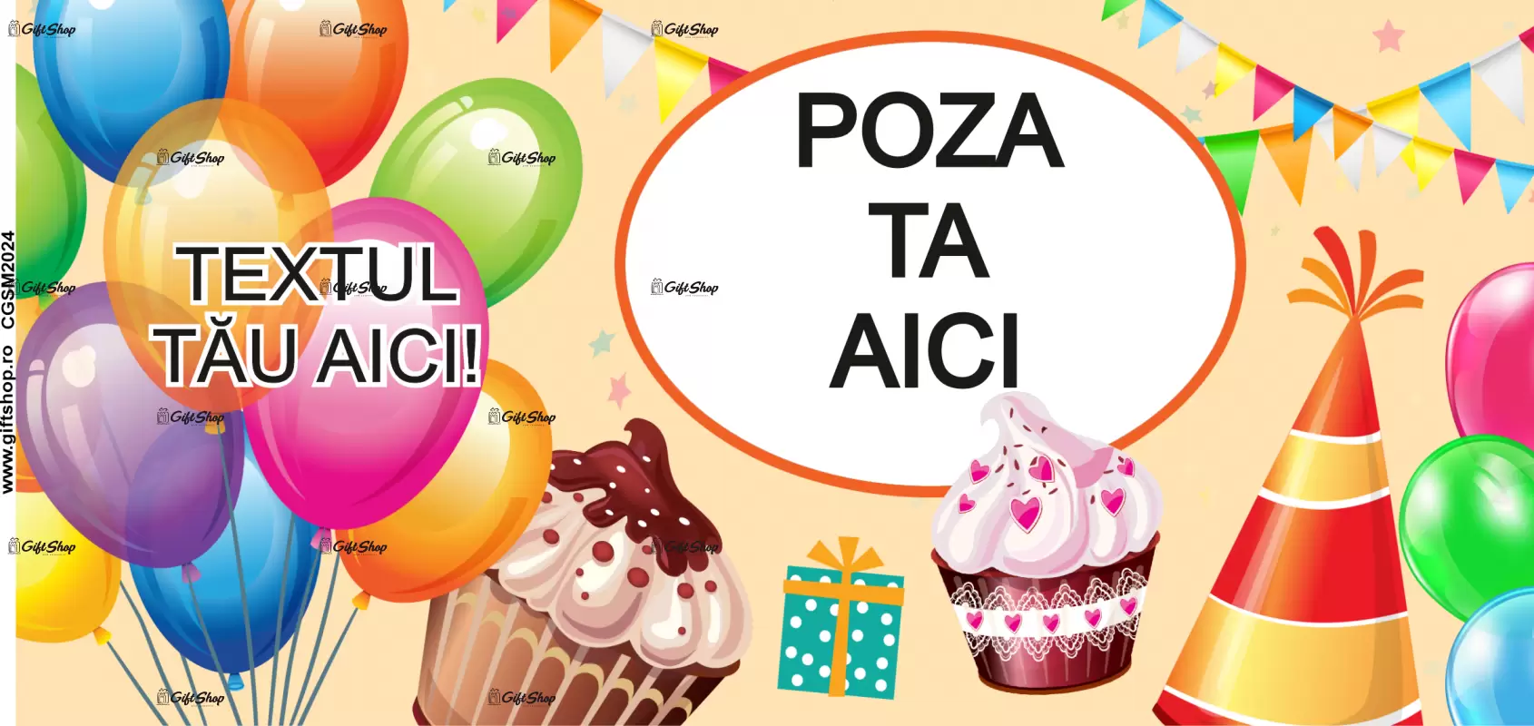 Happy birthday, model 4, cana din ceramica, 330ml, personalizata cu poza si text