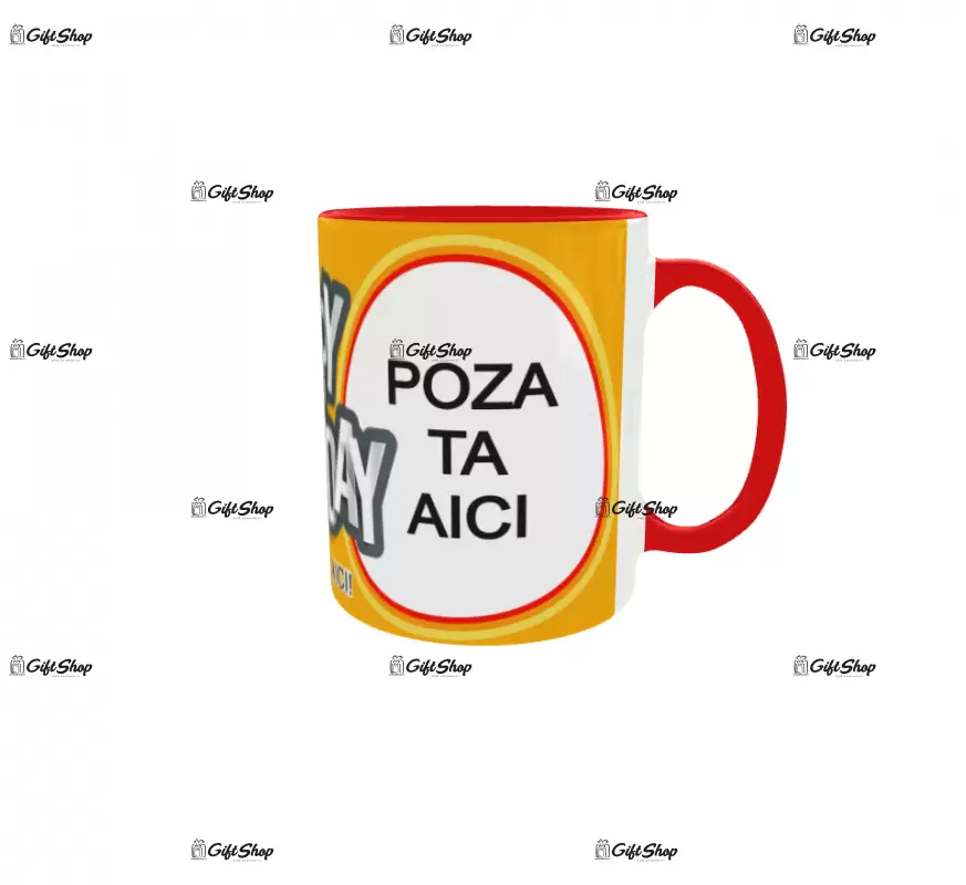 Happy birthday, model 7, cana din ceramica, 330ml, personalizata cu poza si text