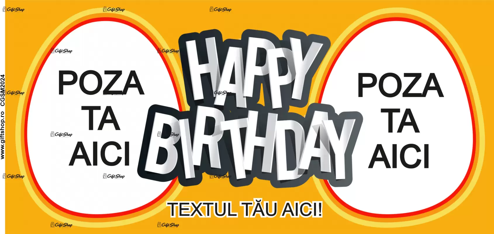 Happy birthday, model 7, cana din ceramica, 330ml, personalizata cu poza si text