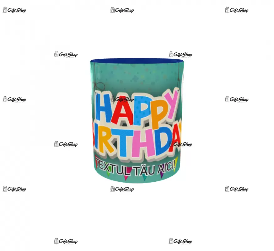 Happy birthday, model 9, cana din ceramica, 330ml, personalizata cu poza si text