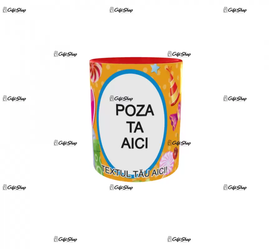 Happy birthday, model 10, cana din ceramica, 330ml, personalizata cu poza si text