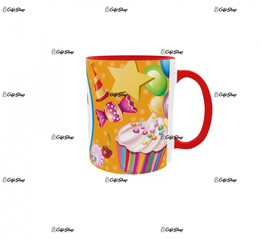 Happy birthday, model 10, cana din ceramica, 330ml, personalizata cu poza si text