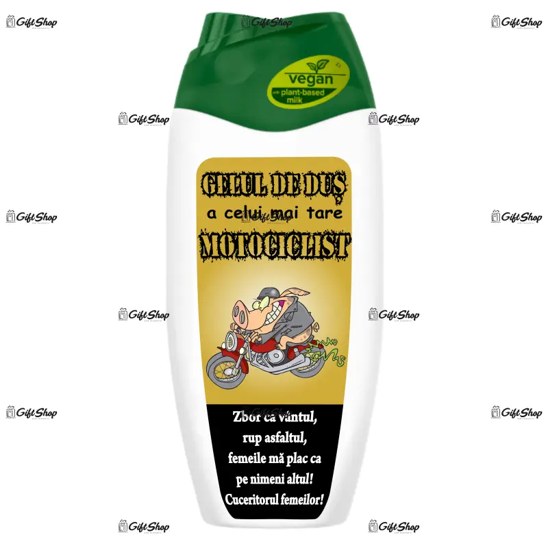 Motociclist, gel de dus-haios