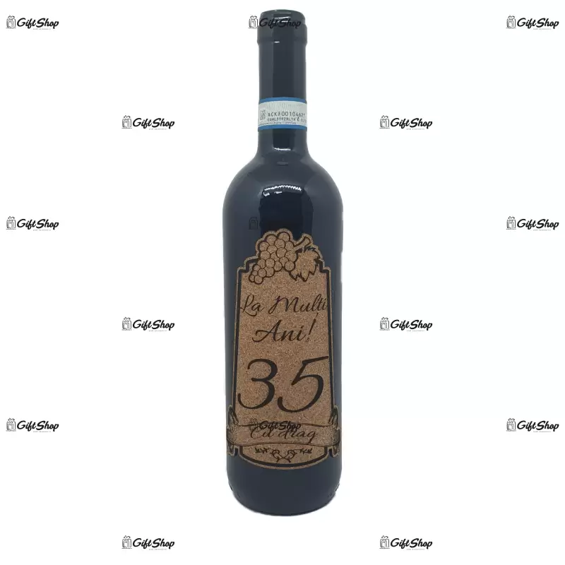 Anul dorit la multi ani pe eticheta din pluta, vin rosu cabernet sauvignon, demisec, 750ml, 13.5% alcool