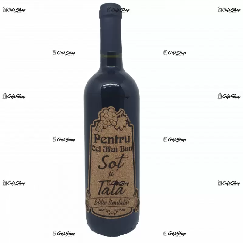Pentru cel mai bun sot si tata, editie limitata, vin rosu cabernet sauvignon, demisec, 750ml, 13.5% alcool
