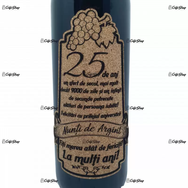 25 de ani nunta de argint, editie limitata, rosu cabernet sauvignon, demisec, 750ml, 13.5% alcool