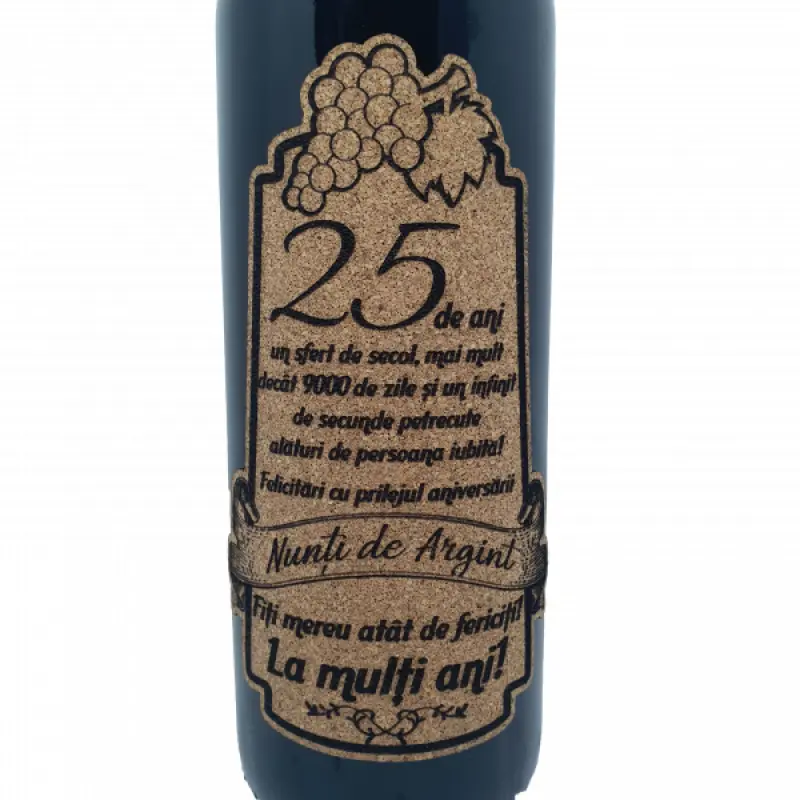 25 de ani nunta de argint, eticheta pluta cu mesaj