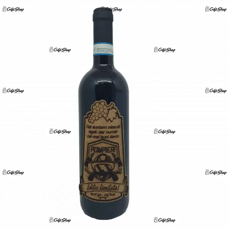 Pentru cel mai bun pompier, model 2, editie limitata, vin rosu cabernet sauvignon, demisec, 750ml, 13.5% alcool
