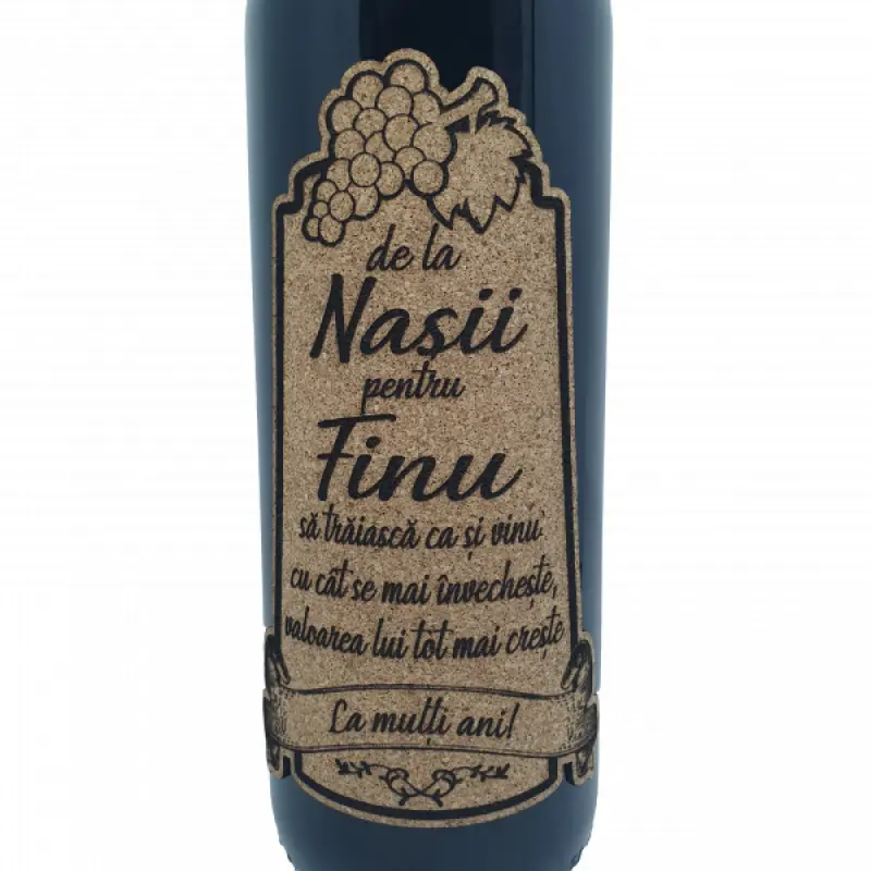 De la nasii pentru finu, eticheta pluta cu mesaj