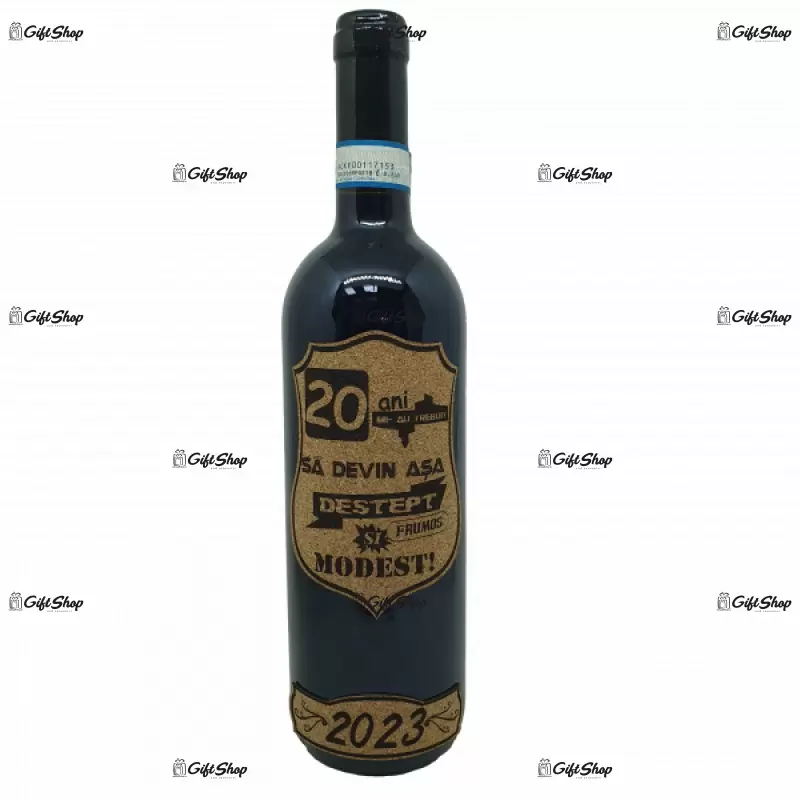 20 de ani mi-au trebuit sa devin asa destept, editie limitata, vin rosu cabernet sauvignon, demisec, 750ml, 13.5% alcool