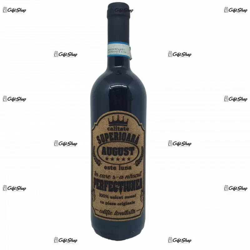 August este luna in care s-a nascut perfectiunea, editie limitata, vin rosu cabernet sauvignon, demisec, 750ml, 13.5% alcool