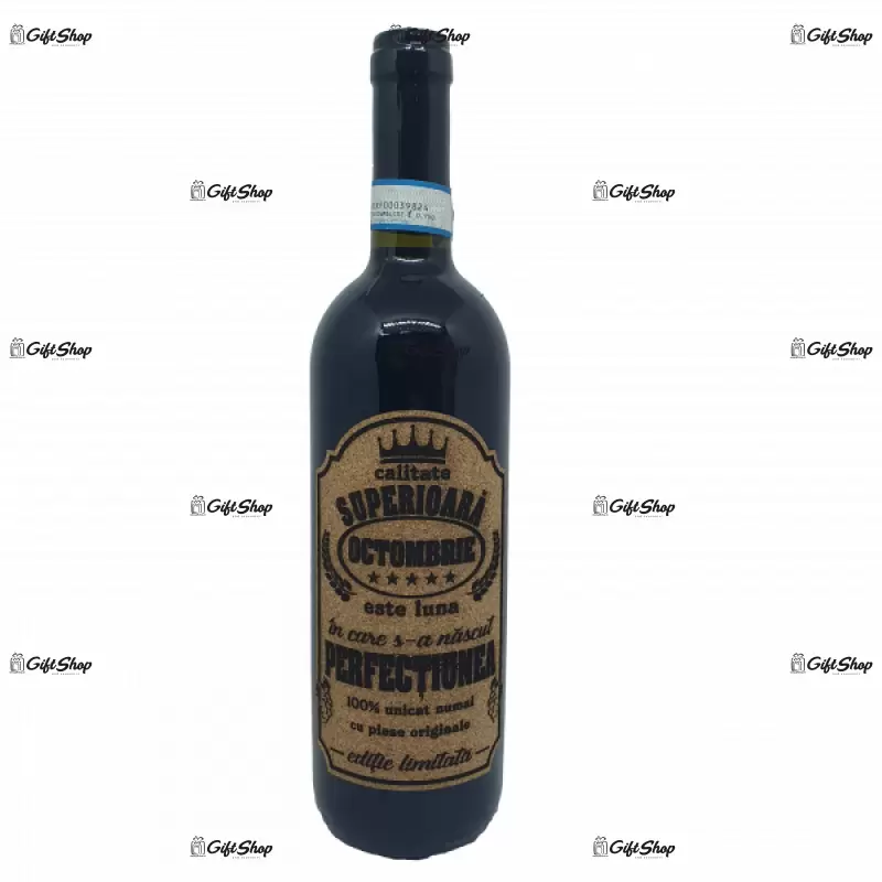 Octombrie este luna in care s-a nascut perfectiunea, editie limitata, vin rosu cabernet sauvignon, demisec, 750ml, 13.5% alcool