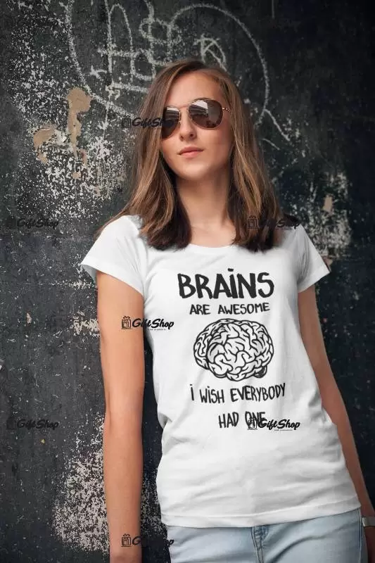 Brains are awesome, tricou cu mesaj f