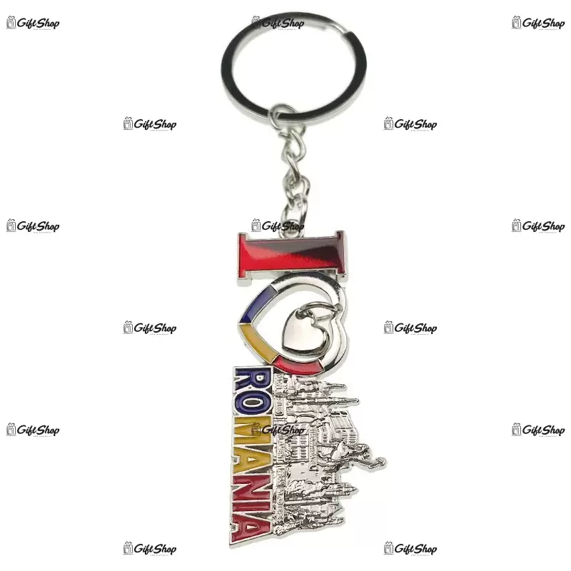 Breloc din metal i love romania