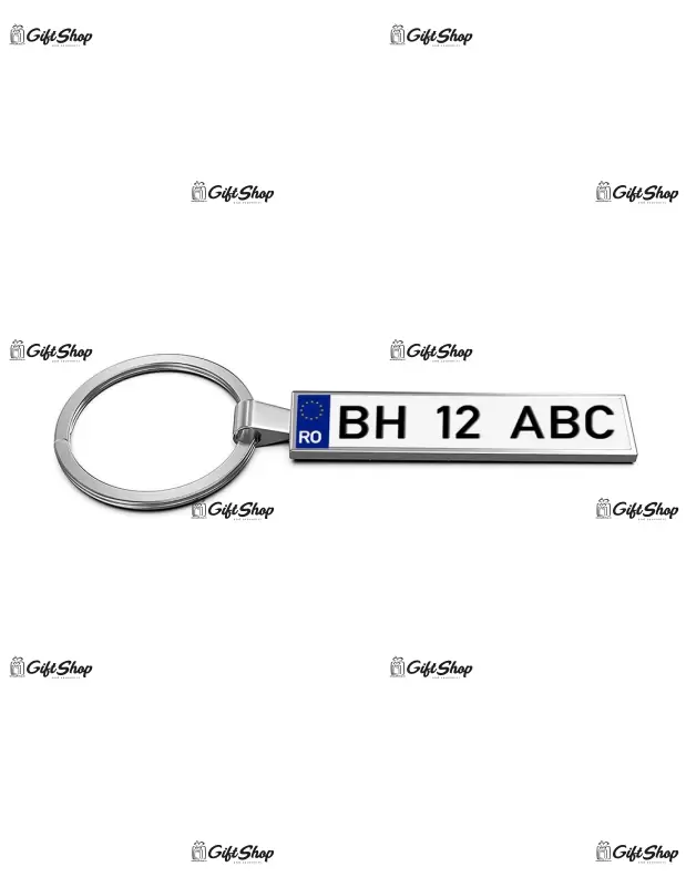 .breloc cu 2 fete dreptunghi metal auto