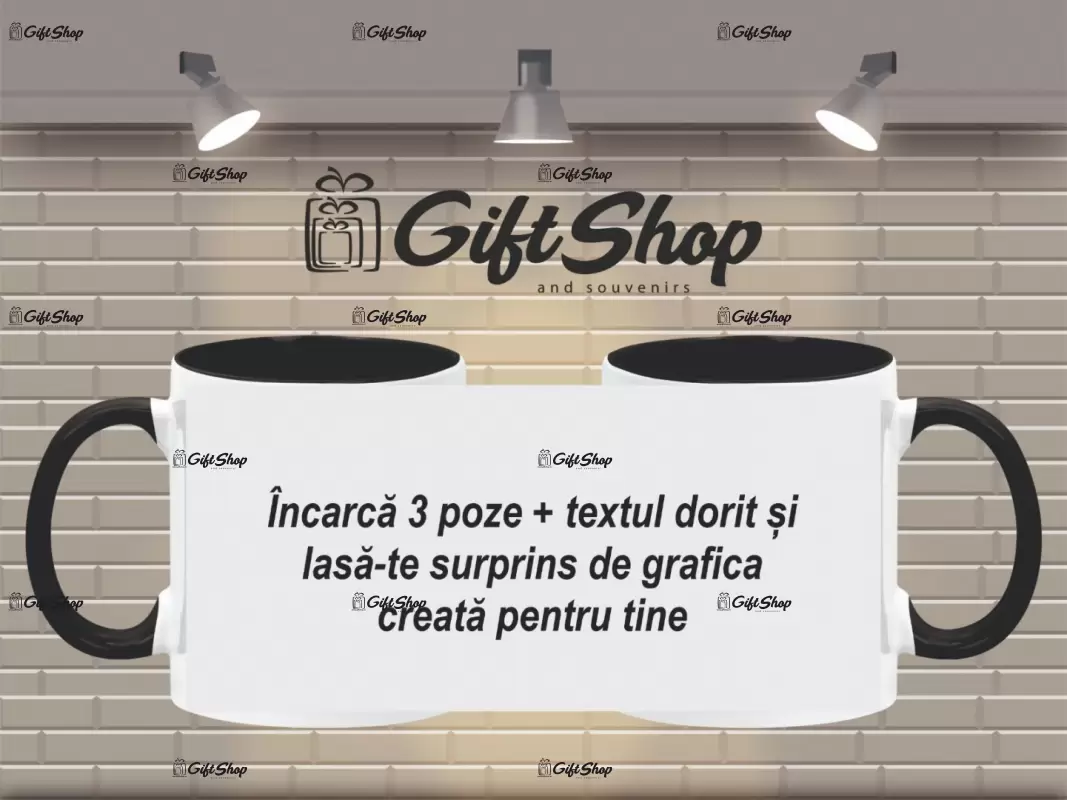 X cana personalizata din ceramica  interior si maner negru