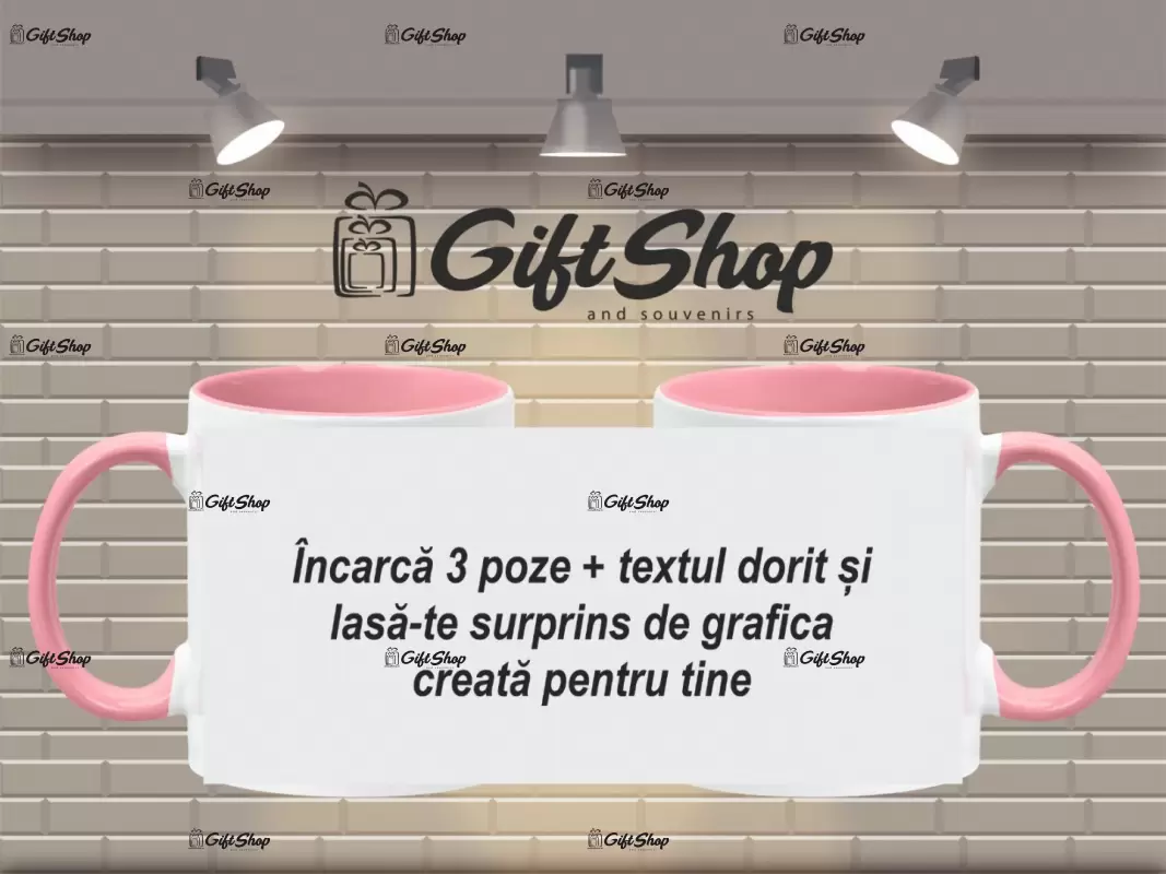 X cana personalizata din ceramica  interior si maner roz